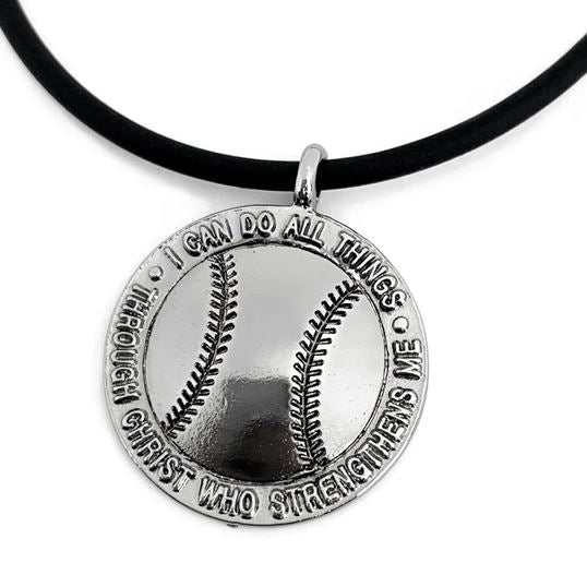 Baseball Gunmetal Necklace