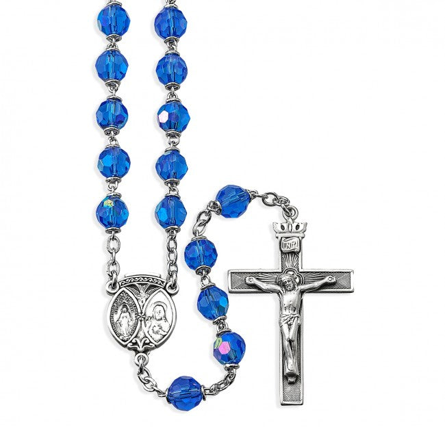 Tin Cut Czech Light Sapphire Crystal Rosary