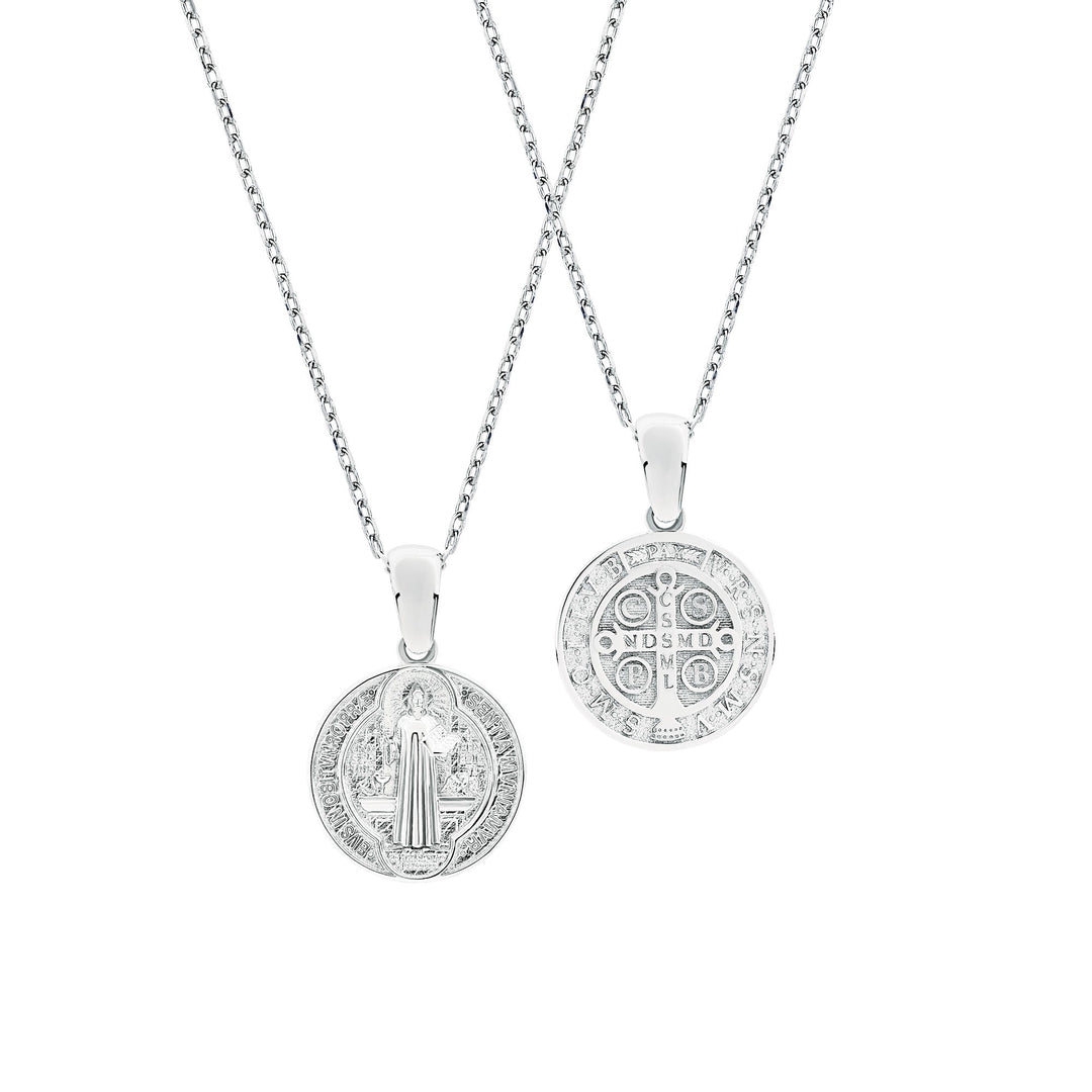 18" Saint Benedict Small Sterling Silver Pendant