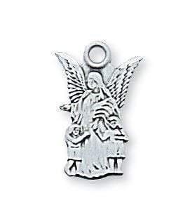 Guardian Angel with Children Sterling Silver Medal on 16" Chain