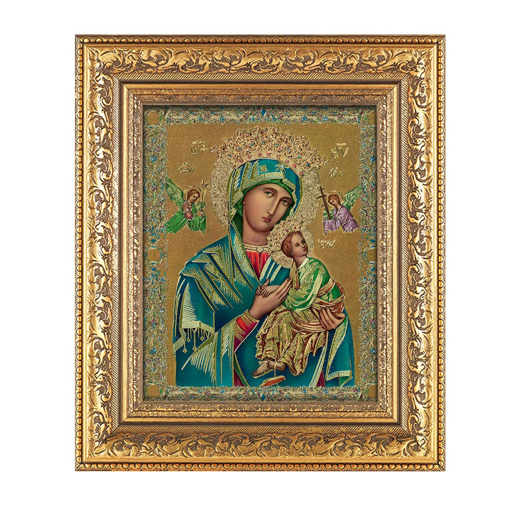 12.5" x 14.5" Our Lady of Perpetual Help Antique Gold Framed Print