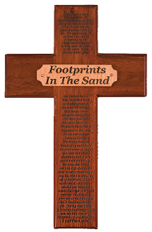 10" Mahogany Cross - Footprints in the Sand