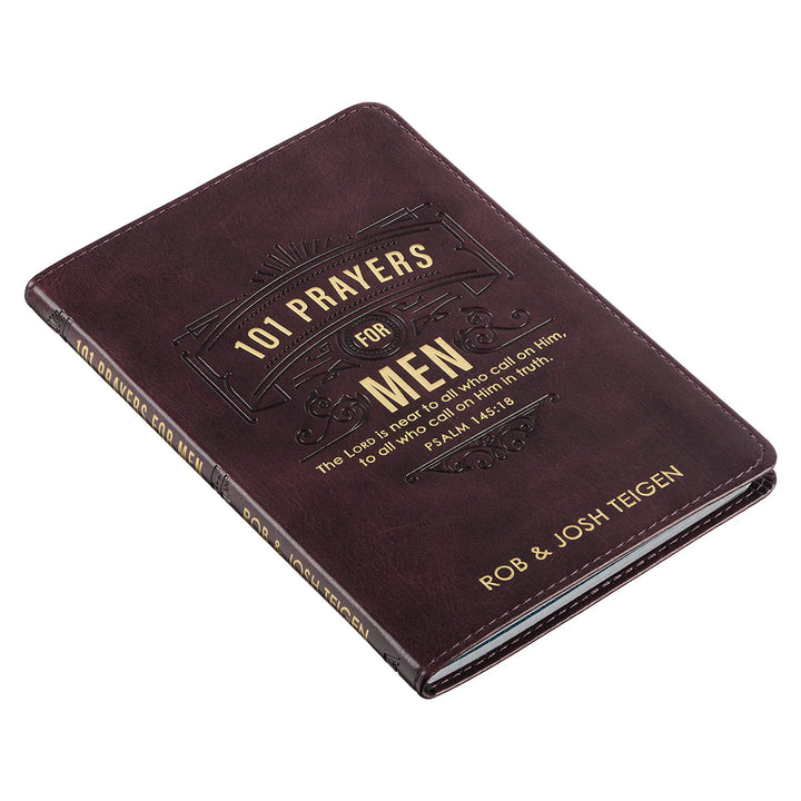 101 Prayers for Men Brown Faux Leather Gift Book - Psalm 145:18