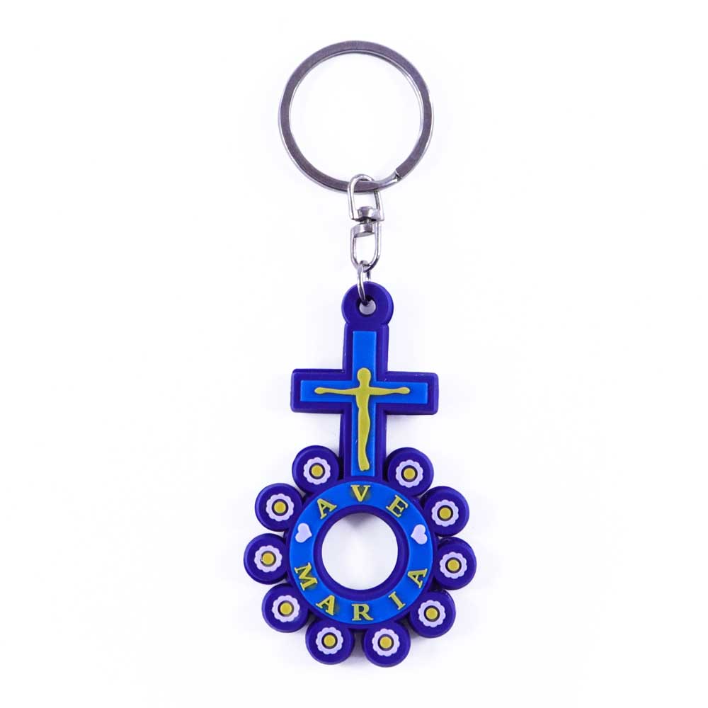 Ave Maria Rubber Rosary Keychain