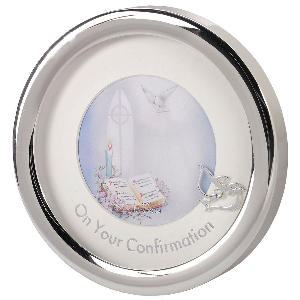 Round Silver Confirmation Frame
