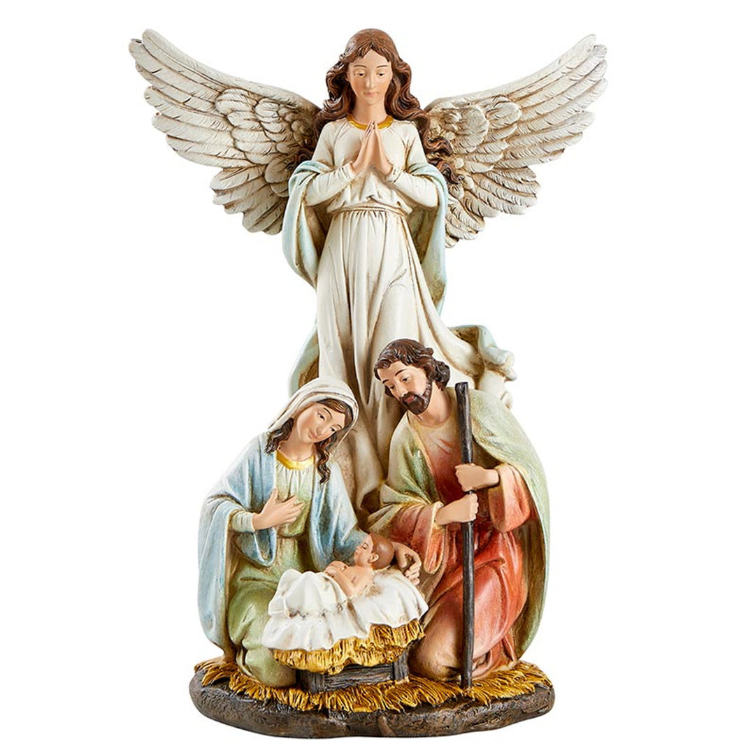 12" Angel with Holy Family Statue