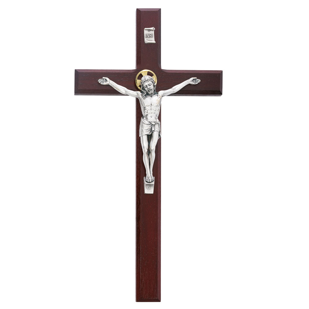 12" Cherry Crucifix with Gold Halo