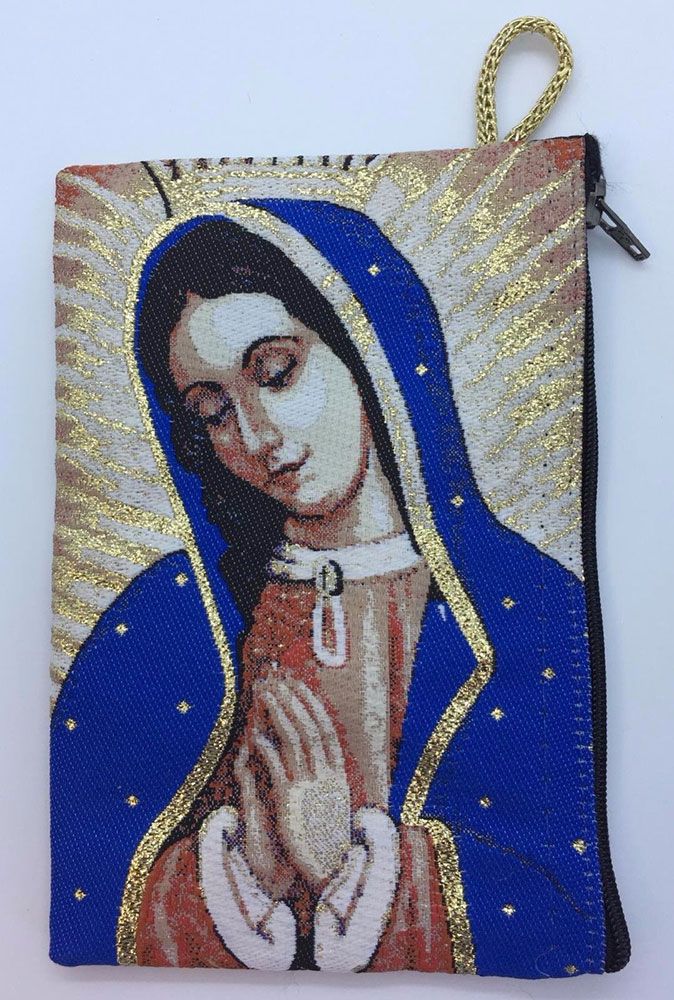 Our Lady of Guadalupe Kilim Rosary Bag - Blue