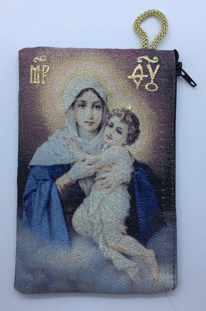 Mary with Child Kilim Rosary Bag - Light