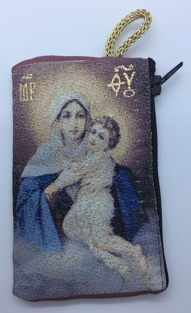 Mary with Child Kilim Rosary Bag - Light