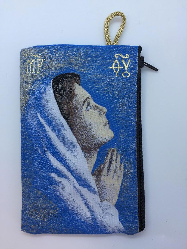 Praying Virgin Mary Kilim Rosary Bag - Blue