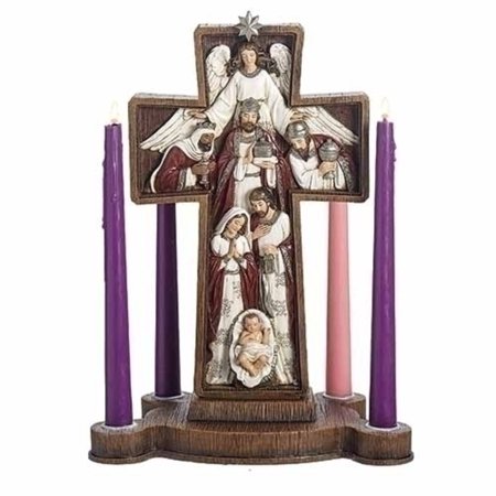 13.5" Nativity Scene in Cross Advent Candle Holder