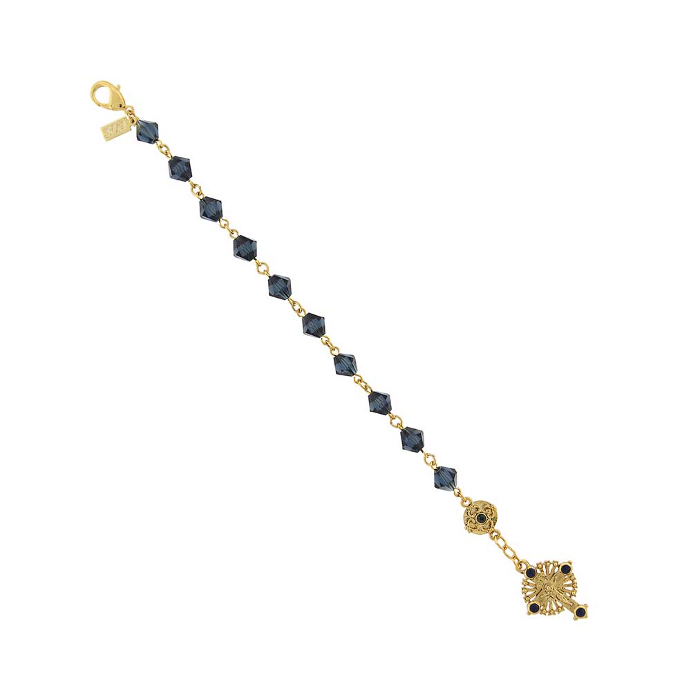 14K Gold Dipped Blue "Windows to Heaven" Rosary Bracelet