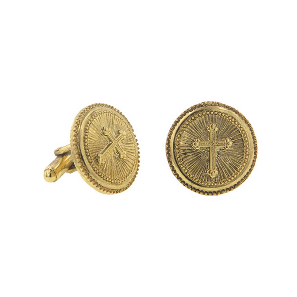 14K Gold Dipped Cross Cuff Links