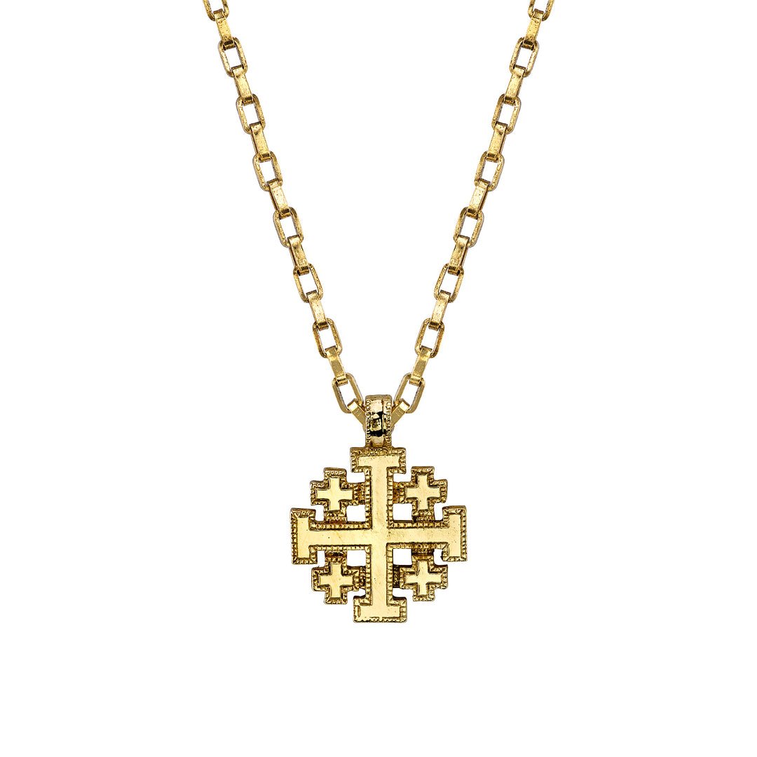 14K Gold Dipped Jerusalem Cross Pendant Necklace