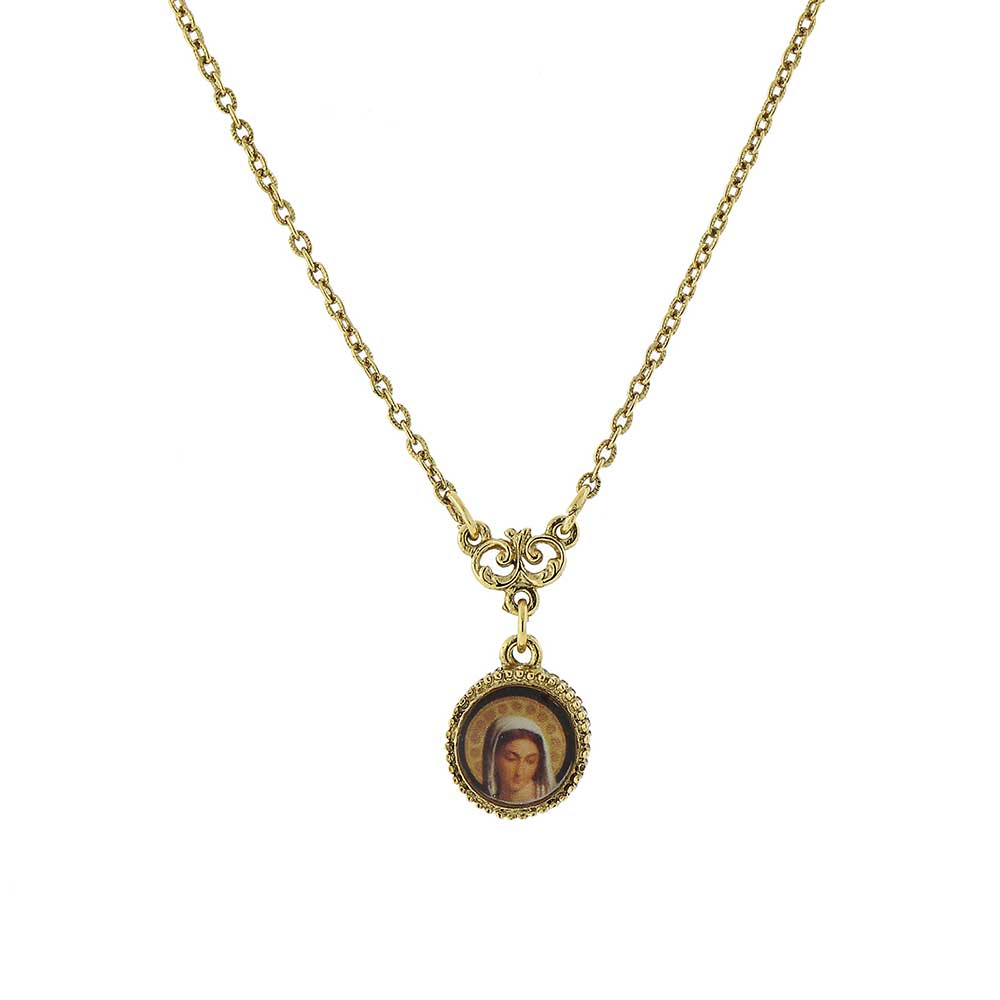 14K Gold Dipped Mary Pendant Necklace