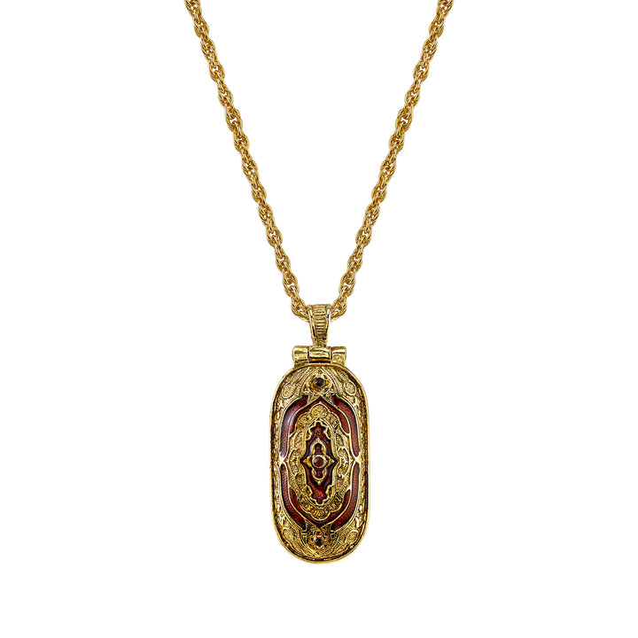 14K Gold Dipped Red Enamel Crucifix Pendant Necklace