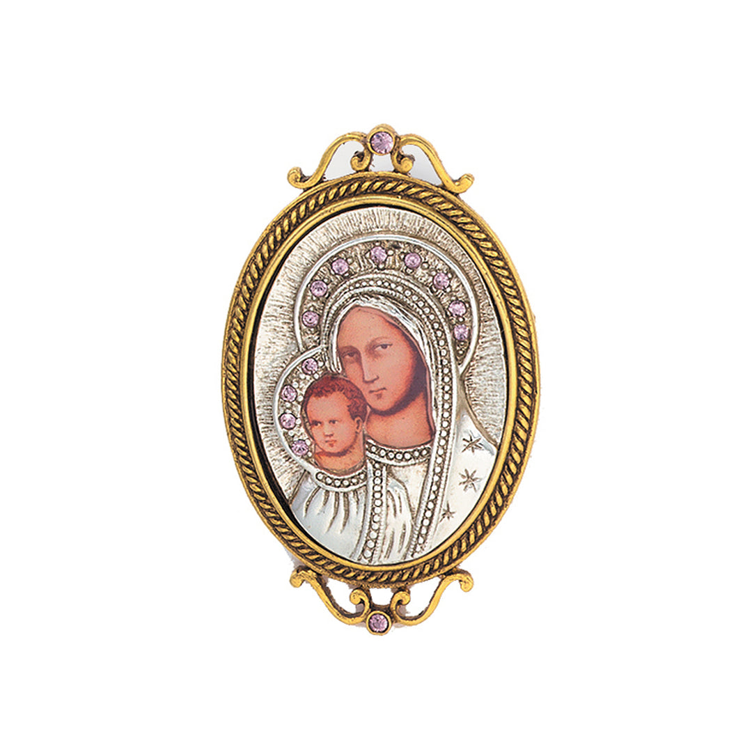 14K Gold Dipped Iconica Mary Brooch