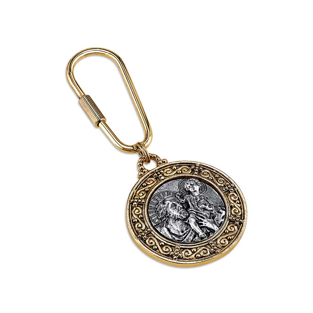 14K Gold Dipped St. Christopher Keychain