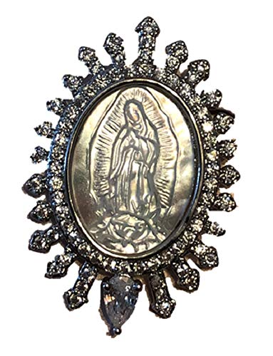 1.5" Our Lady of Grace Silver and Clear Oval Pin