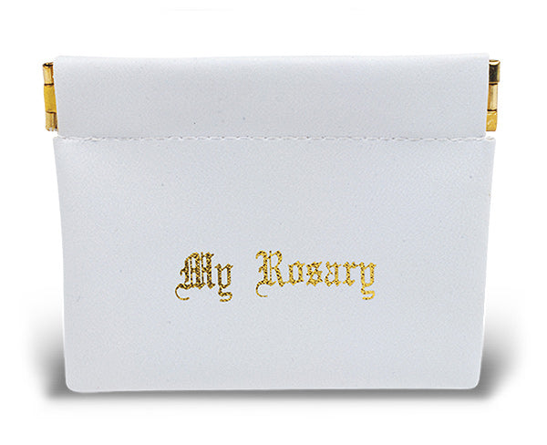 White Vinyl Snap Rosary Case