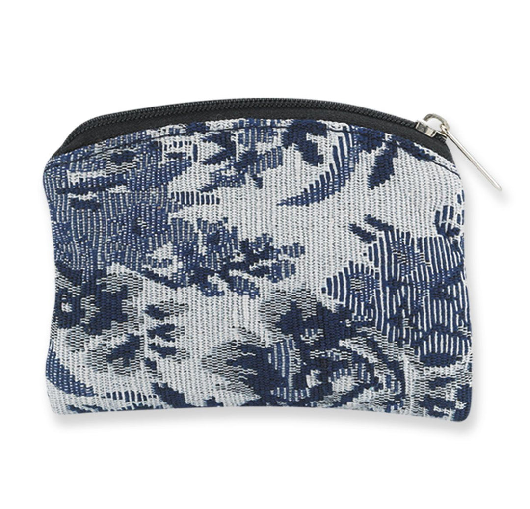 Blue & White Floral Brocade Rosary Case with Velvet Lining