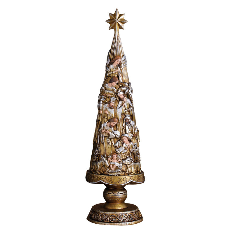 21" Metallic Nativity Christmas Tree