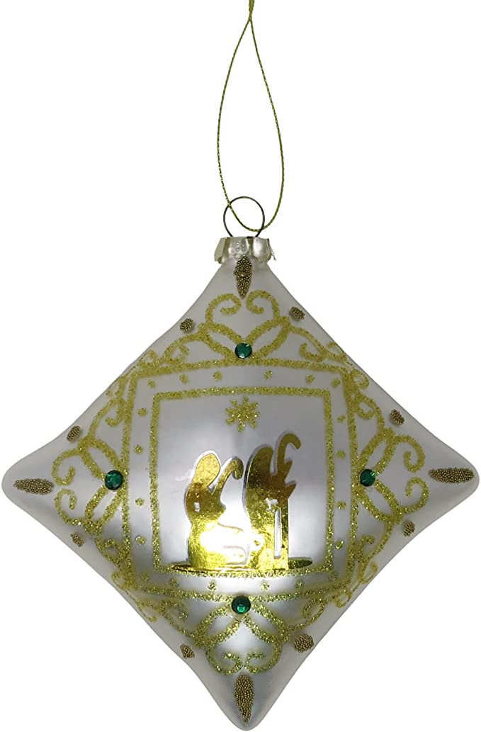 3 Piece Glass Nativity Scene Ornaments Set