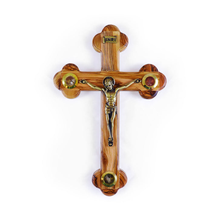 8.5" Olive Wood Crucifix with Inserts