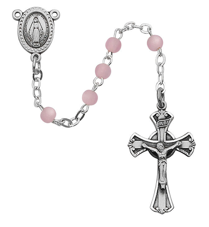 3mm Sterling Silver Pink Pearl Rosary