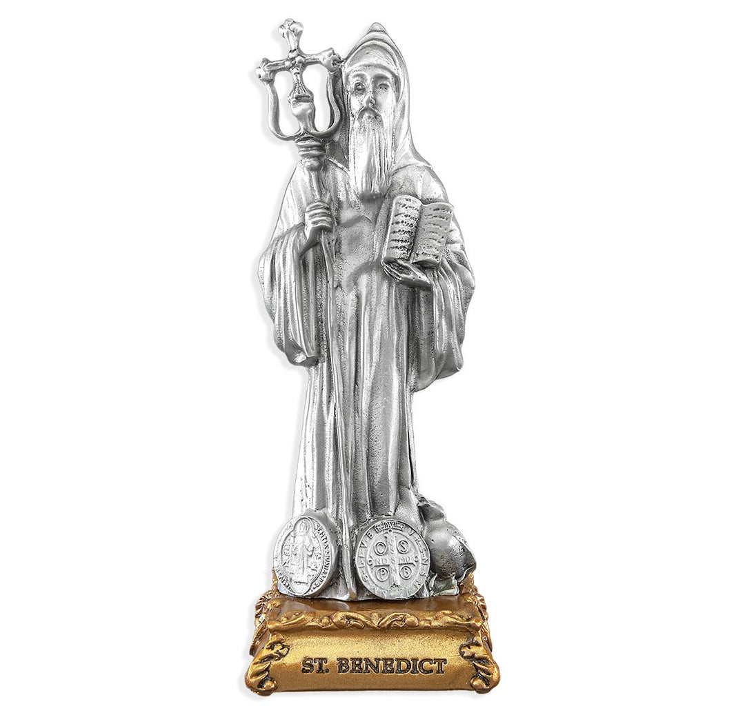 4 1/2" Pewter Saint Benedict Statue