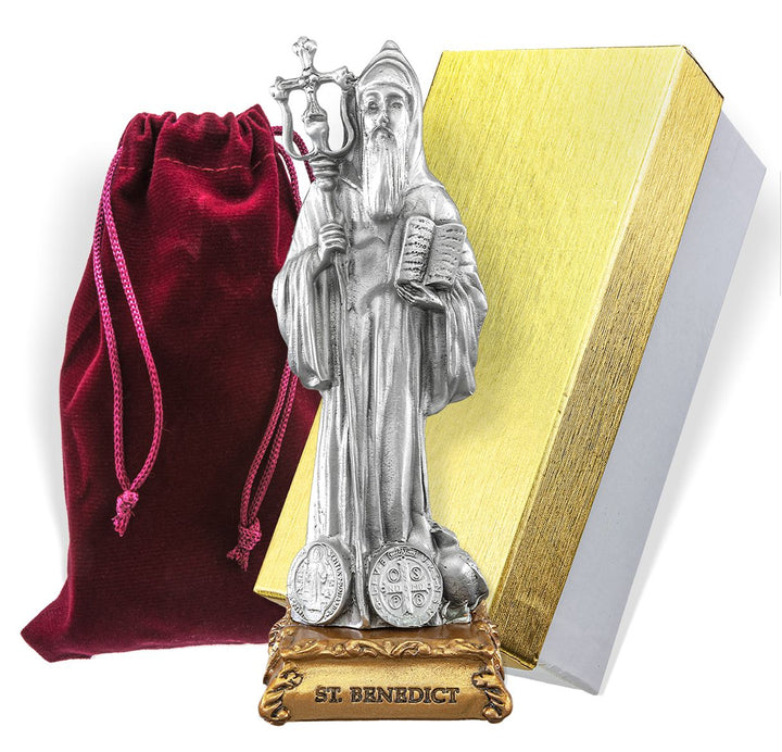 4 1/2" Pewter Saint Benedict Statue