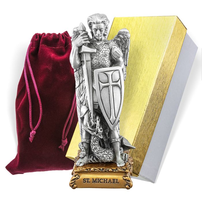4 1/2" Pewter Saint Michael Statue