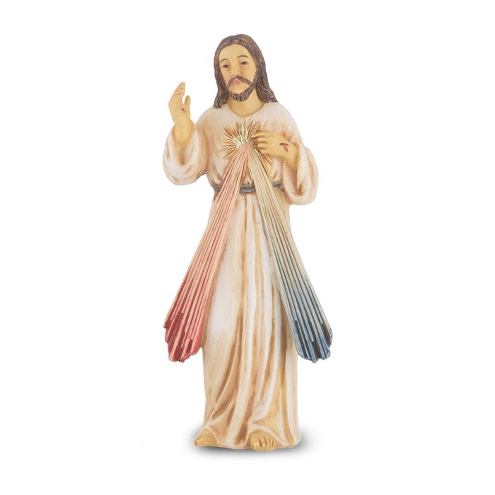 4" Cold Cast Resin Hand Painted Statue of Divine Mercy in a Deluxe Window Box