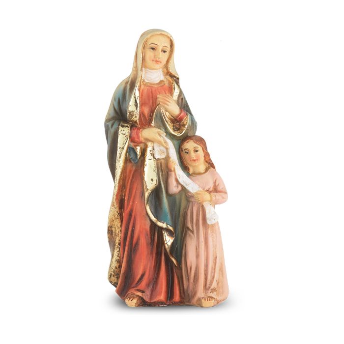 4" Cold Cast Resin Hand Painted Statue of Saint Anne in a Deluxe Window Box