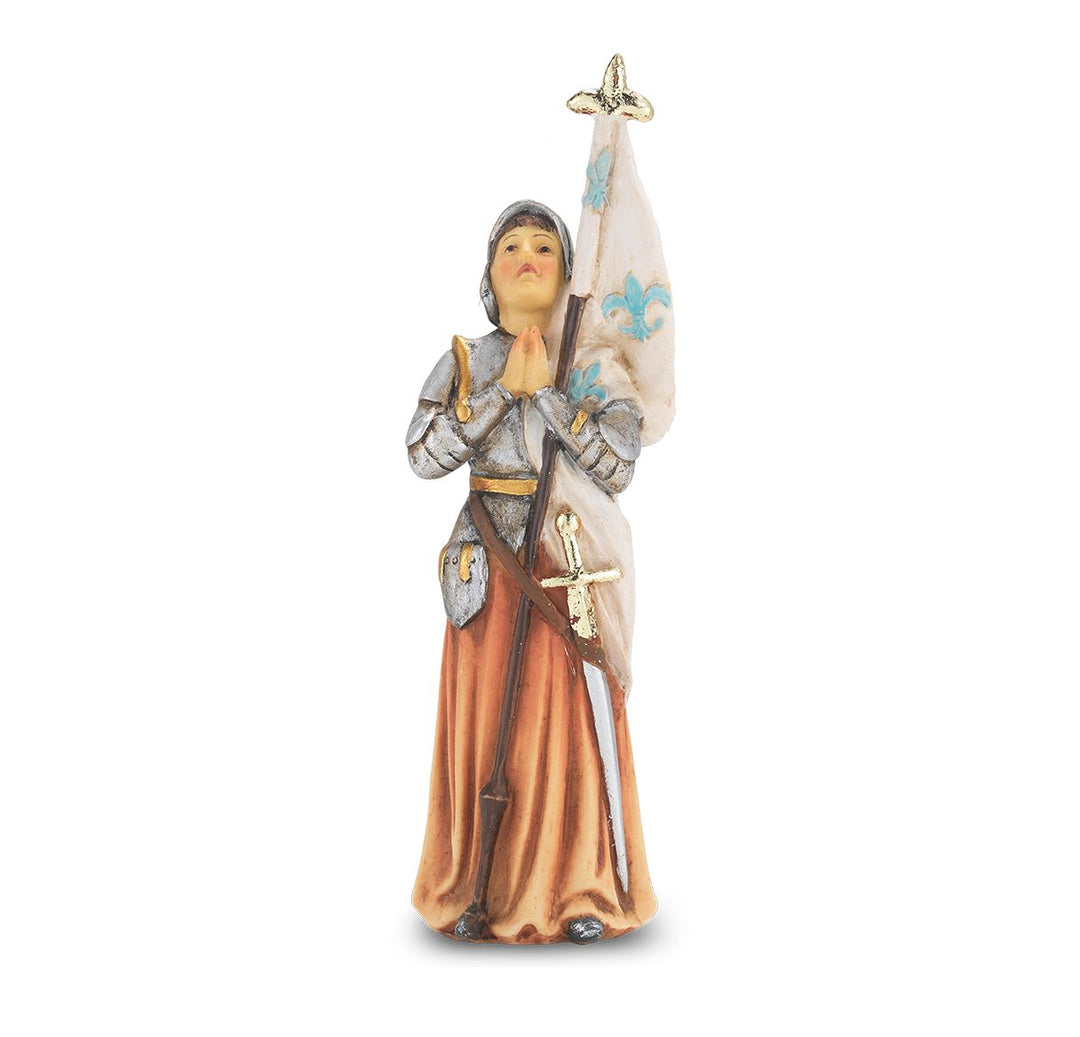 4" Cold Cast Resin Hand Painted Statue of Saint Joan of Arc in a Deluxe Window Box