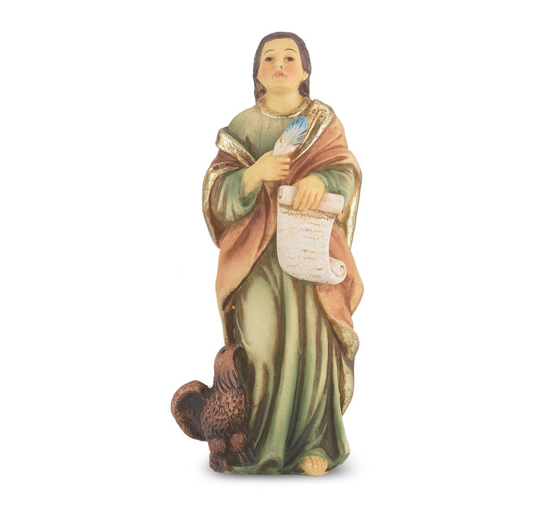4" Cold Cast Resin Hand Painted Statue of Saint John the Evangelist in a Deluxe Window Box