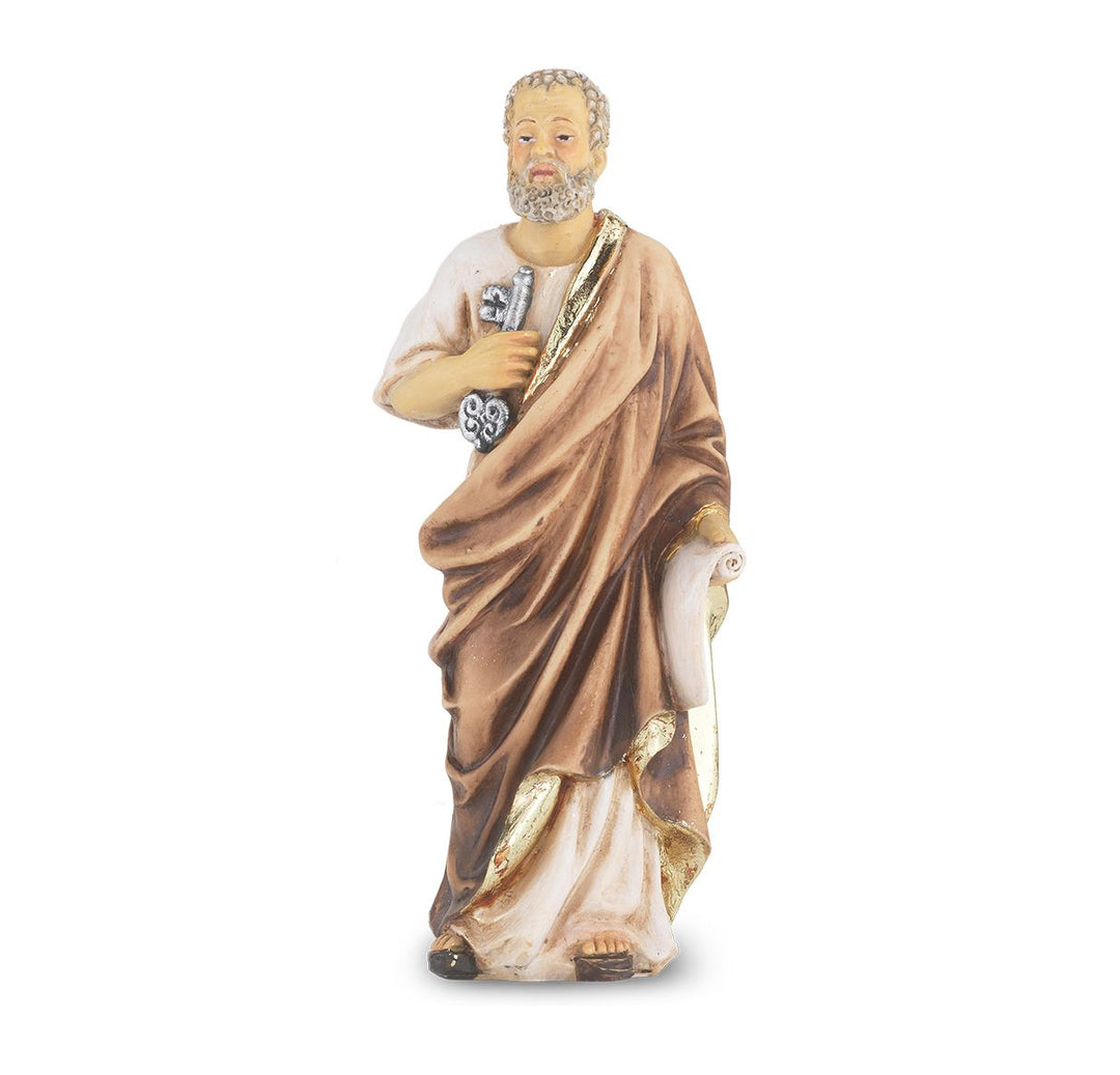 4" Cold Cast Resin Hand Painted Statue of Saint Peter in a Deluxe Window Box