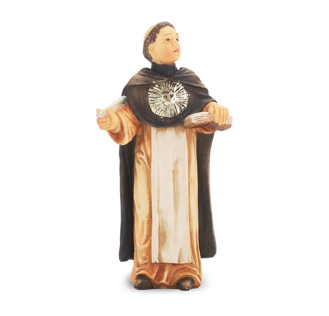 4" Cold Cast Resin Hand Painted Statue of Saint Thomas Aquinas in a Deluxe Window Box