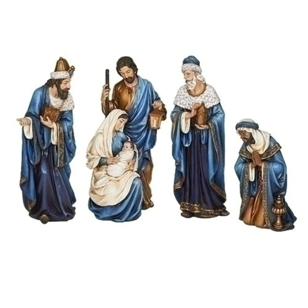 4 Piece Blue/Gold Nativity Set