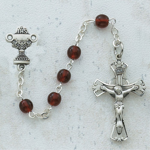 5mm Garnet First Communion Rosary