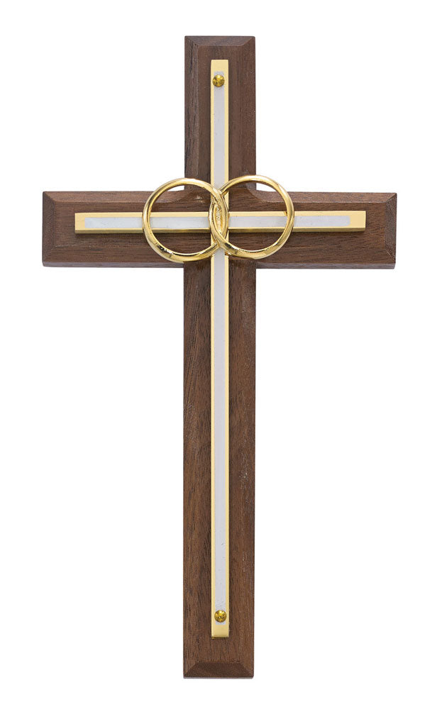 6.5" Walnut & White Wedding Cross