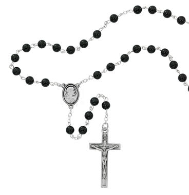 6MM Black Onyx Sacred Heart Rosary