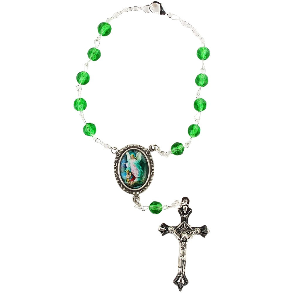 Green Guardian Angel Auto Rosary