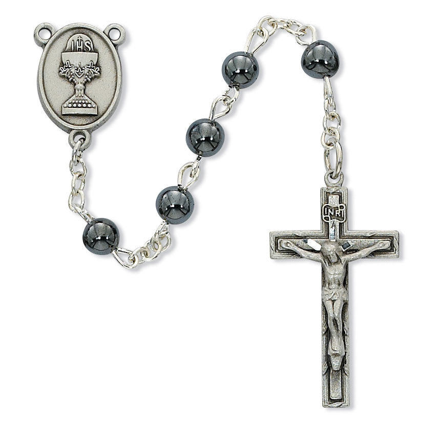 6mm Hematite First Communion Rosary