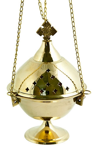 7" Brass Cross Hanging Censer Burner