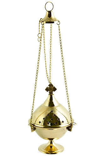 7" Brass Cross Hanging Censer Burner