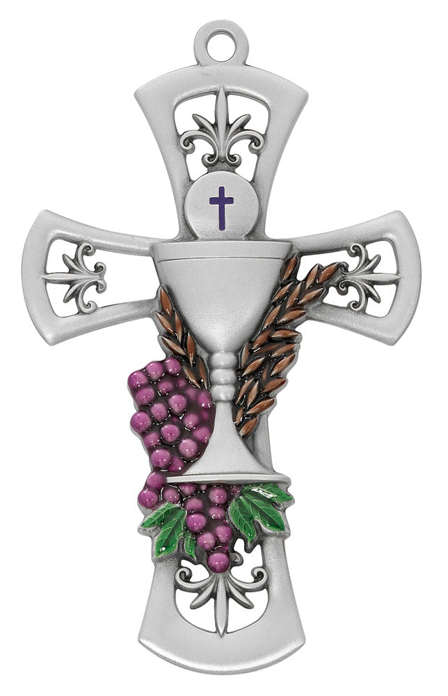 Pewter Chalice Cross with Enamel