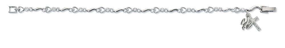 7.6" Cubic Zirconia Silver Holy Spirit Bracelet