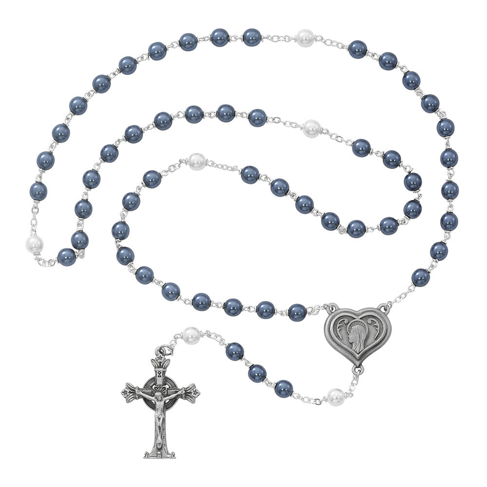 Our Lady of Lourdes Holy Water Blue Rosary